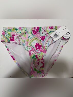 NWT- Crown & Ivy Bright Floral Bikini Bottoms in Pink, Green, White, large